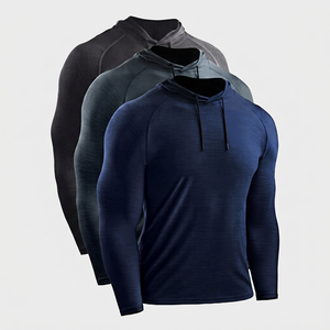 MAYYOUNG Veste de course pour homme personnalisée, coupe ajustée, manches longues, respirante, séchage rapide, col montant, à capuche, pour l'hiver - Product Image 1