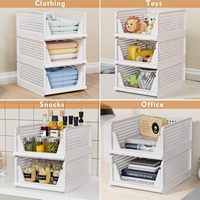 Stapelbarer, faltbarer Kleiderschrank aus Kunststoff mit fünf Ebenen, seitlich öffnender Schublade, Schrank-Organizer für Hosen und Kleidung, Schlafzimmer-Garderobe