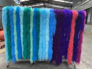 Оптовая продажа, шарф из перьев, декор для девочек, дешевый пушистый 4-слойный страусиный шарф