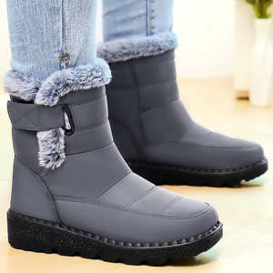 Bottes d'hiver imperméables pour femmes OEM ODM, doublure en fausse fourrure épaisse, sangle latérale réglable, semelle en caoutchouc antidérapante, tige en PU coupe-vent - Product Image 6