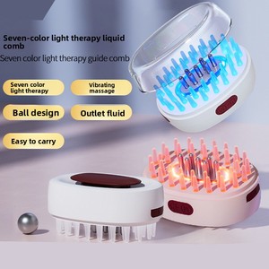 7-kleuren lichttherapie hoofdmassageborstel elektrische vibrerende rollerbal serum applicator draagbare haargroeiverzorging - Product Image 2