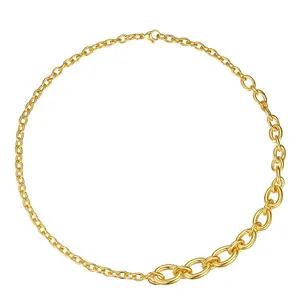 Ultimi gioielli in acciaio inossidabile placcato oro 18 carati collegamento a catena a forma di O irregolare per collana Punk da donna P203139
