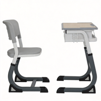 Ensemble d'étude scolaire compact et pliable en métal pour la maison, le bureau et le salon avec bureau d'étudiant et chaises réglables en hauteur