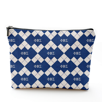 Trousse de Maquillage Portable à Fermeture Éclair avec Imprimé Argyle Lettres Grecques Sororité Phi Delta Kappa pour Usage Quotidien