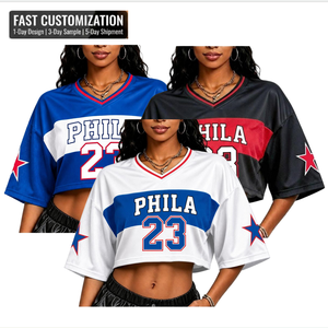 <span class=keywords><strong>Maillot</strong></span> de supporter personnalisé rapide avec nom et numéro pour femme, coupe oversize, LeBron James, Phila <span class=keywords><strong>76ers</strong></span> 2026, style crop top - Product Image 1