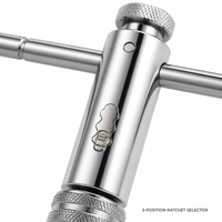 Kunci Tap Ratchet Gagang T 108mm Ringkas M5-M12 Metrik, Chuck Hex Self Centering, Alat Tap Tangan Reversibel