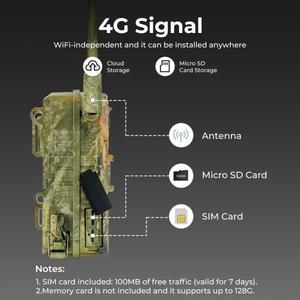 Caméra de <span class=keywords><strong>chasse</strong></span> <span class=keywords><strong>cellulaire</strong></span> extérieure pour animaux sauvages, avec panneau solaire 14MP, sans lueur, avec vision nocturne, IP66, 4G LTE - Product Image 3