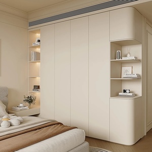 <span class=keywords><strong>Armario</strong></span> de Dormitorio Moderno <span class=keywords><strong>Blanco</strong></span> Personalizado con Iluminación LED y Combinación de Estantes Abiertos y Compartimentos de Almacenamiento - Product Image 3