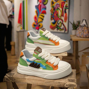 Nouvelles chaussures de sport pour hommes, style color block mignon, tendance, antidérapantes, avec doublure en mesh, chaussures décontractées pour la marche, design tendance. - Product Image 2