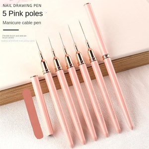 Chuyên Nghiệp Kim Loại Xử Lý Nylon Tóc 5Pcs Bàn Chải Móng Tay Thiết Lập Sơn Dòng 9Mm Móng Tay Nghệ Thuật Lót Bàn Chải Cho Móng Tay Vẻ Đẹp Bộ Dụng Cụ - Product Image 3