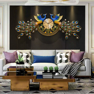 Reloj de pared de pavo real <span class=keywords><strong>para</strong></span> sala de estar, Arte Creativo, decoración de <span class=keywords><strong>fondo</strong></span> de pared, colgante silencioso - Product Image 2