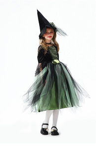 Costumes <span class=keywords><strong>d</strong></span>'Halloween pour enfants : Vampires verts, tenues de spectacle amusantes, robes de sorcières et de princesses pour spectacles sur scène - Product Image 5