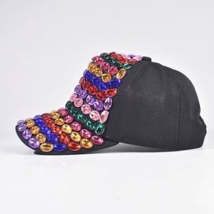 Colorful Diamond Rhinestone Baseball Cap <b>Sunscreen</b> Protection 6-Panel Design Handmade Baseball Caps - Product Image 4