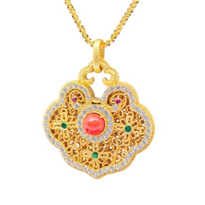 UM Jewelry 925 Silver Agate 18K Gold Plated Filament Pendant for Unisex Daily Wear Wedding & Anniversary <b>Gift</b> - Product Image 3