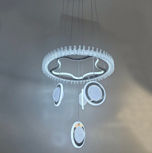 Moderner höhen verstellbarer LED-Kronleuchter aus Gold mit Acryl schirm für den Innenbereich 2 Jahre Garantie Dimmbar 220V (2770/<span class=keywords><strong>3</strong></span> 1) - Product Image 2