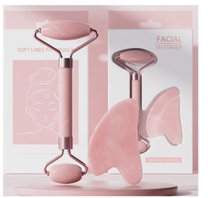 Hochwertiges Rosenquarz Jade Roller <span class=keywords><strong>Gua</strong></span> Sha Set mit Box - Product Image 2