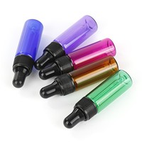 BYPE Mini et petites bouteilles d'huile essentielle de 1ml 2ml 3ml 5ml Bouteille en verre rose bleu violet vert avec bouchon compte-gouttes plat