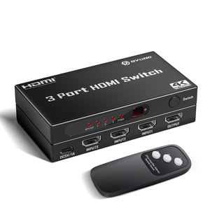 Conmutador HDMI SYONG Premium 3 en 1, 4K30Hz, HDMI 1.4, HDCP1.3, <span class=keywords><strong>HDR</strong></span> 3D con Control Remoto IR y Botón Manual, Dolby DTS-HD, para Laptop, TV, PC, PS5 - Product Image 1