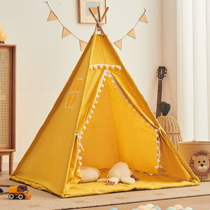 Vente en gros de <span class=keywords><strong>tipi</strong></span> d'intérieur en tissu jaune pour tout-petits enfants jouet blanc pour salle de jeux - Product Image 1