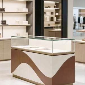 Vitrine rectangulaire pour bijoux, placage noyer, finition acier inoxydable, kiosque <span class=keywords><strong>de</strong></span> vente au <span class=keywords><strong>d</strong></span>étail sur mesure pour bijouterie, éclairage LED - Product Image 3