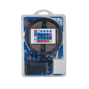 12V RGB <b>LED</b> Strip Light Kit with Remote <b>Control</b> and Power Adapter Colorful Decorative Ambient Lighting - Product Image 5