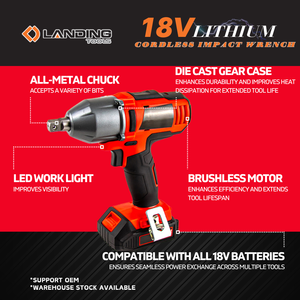 Clé à chocs sans fil 18V 350N.m avec moteur sans balais, mandrin tout métal, batterie lithium-ion, industrielle pour garage et réparation automobile - Product Image 3