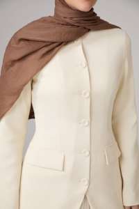 Truyền Thống Hồi Giáo Quần Áo Trắng Voan Mở Abaya Tăng Vàng Tôn Tạo Tấm Thoáng Khí Dập Nổi In Ấn Cho Mùa Thu Mùa Xuân - Product Image 4