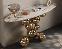 Table de porche créative en dalle de roche de luxe conception sphérique à bulles en acier inoxydable de qualité supérieure pour entrée d'hôtel meubles de salon