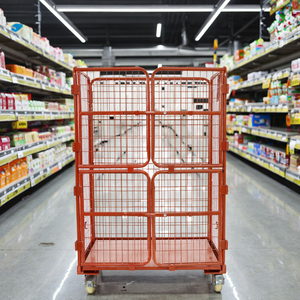 Customizable Industrial Four-Wheel Steel <strong>Trolley</strong> Collapsible Storage Container Roll Structure for Warehouse for Hand <strong>Carts</strong> - Product Image 1