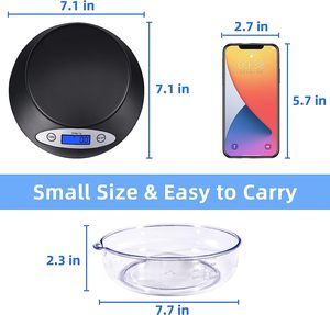 Échelle de poids alimentaire numérique de 5KG avec bol alimentaire cuisine affichage LCD électronique petite balance de nutrition en verre alimentée par batterie - Product Image 3