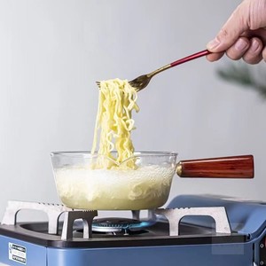 Pot de bouillon de soupe en verre de cristal clair manche en bois résistant à la chaleur casserole pour Sauce au lait nouilles Ramen bols à salade cuisson - Product Image 5