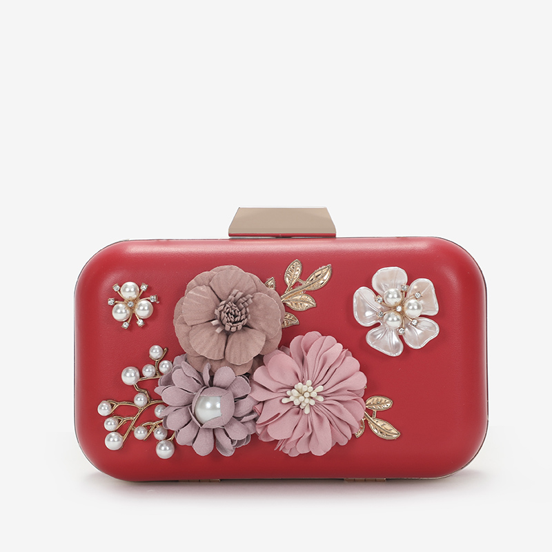 flower embellished clutch bag