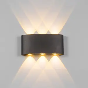 Aplique de pared Led externo brillante creativo moderno para dormitorio LED arriba y abajo negro a prueba de agua jardín 80 ABS 30000