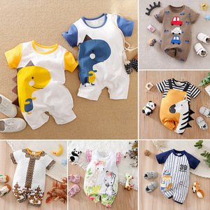 Thế Hệ Mới Trẻ Sơ Sinh Jumpsuit Mùa Hè Giản Dị Ngắn Tay Áo Nút 100% Bông Mô Hình Động Vật Thương Mại Nước Ngoài Đảo Ngược Gió - Product Image 6