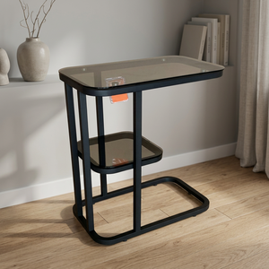 Modern Convertible Tempered Glass Coffee Table with Metal Frame and Storage Shelf for Living <b>Room</b> Furniture - Product Image 1