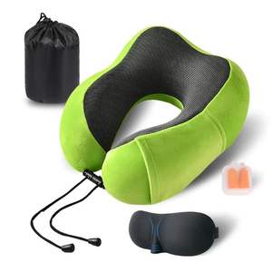 Almohada en forma de U Almohada de avión de algodón con memoria Portátil y almacenable para viaje Almohada de cuello para siesta de oficina - Product Image 1