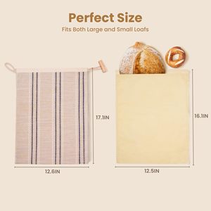 Bolsas de Almacenamiento de Alimentos Reutilizables de Algodón Orgánico con Logotipo Personalizado, Paquete de 2, Forro Extraíble Sostenible, Bolsas para Pan de Cera de Abeja para Panadería Artesanal - Product Image 2