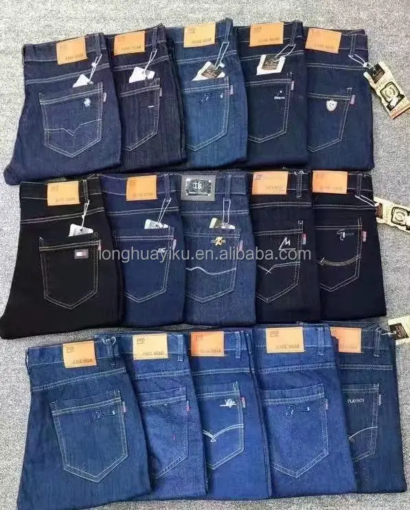 Wholesale of high-quality and affordable men's jeans made in China by factories, loose straight leg elastic jeans