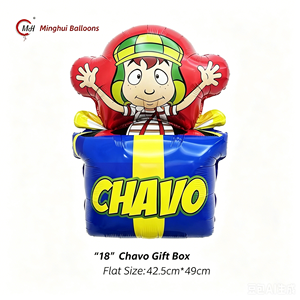 Globo de Mylar con Diseño de Personaje de Dibujos Animados de El <span class=keywords><strong>Chavo</strong></span> <span class=keywords><strong>Del</strong></span> <span class=keywords><strong>Ocho</strong></span>, en Caja de Regalo, Redondo y Cuadrado, Temática Latina Española para Niños - Product Image 2