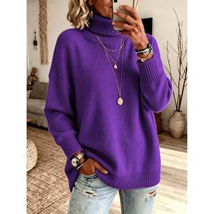 Suéter de Cuello Alto, Manga Larga, Color Verde, Talla 0XL, Ropa Casual para Mujer - Product Image 5