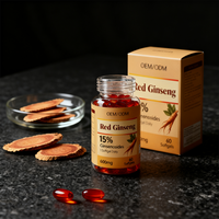 Capsules de ginseng rouge Panax OEM personnalisées, complément nutritionnel naturellement obtenu, approvisionnement en vrac, fabricant de marque personnalisée