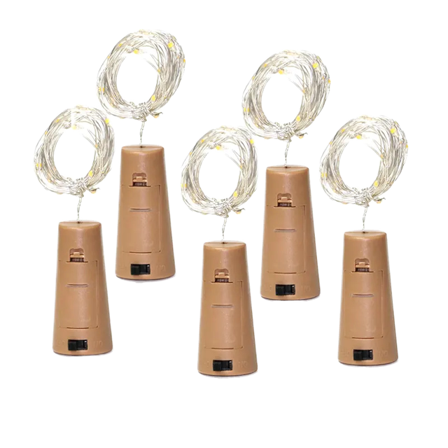 Kolpop10 Mini Indoor LED Lights 18-Packs Battery Operated Fairy Lights Wine Bottle Cork New Upgrade Christmas Plastic 1m