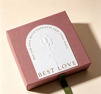 Boîte cadeau de luxe avec tiroir, rose en relief, ruban, fermeture magnétique, matériaux recyclés, boîte d'emballage en papier avec languette, bijoux