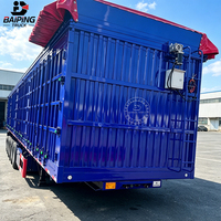 Semi-remorque benne basculante latérale en acier à 6 essieux, basculement hydraulique avec bâche pour le transport de marchandises en vrac - En vente