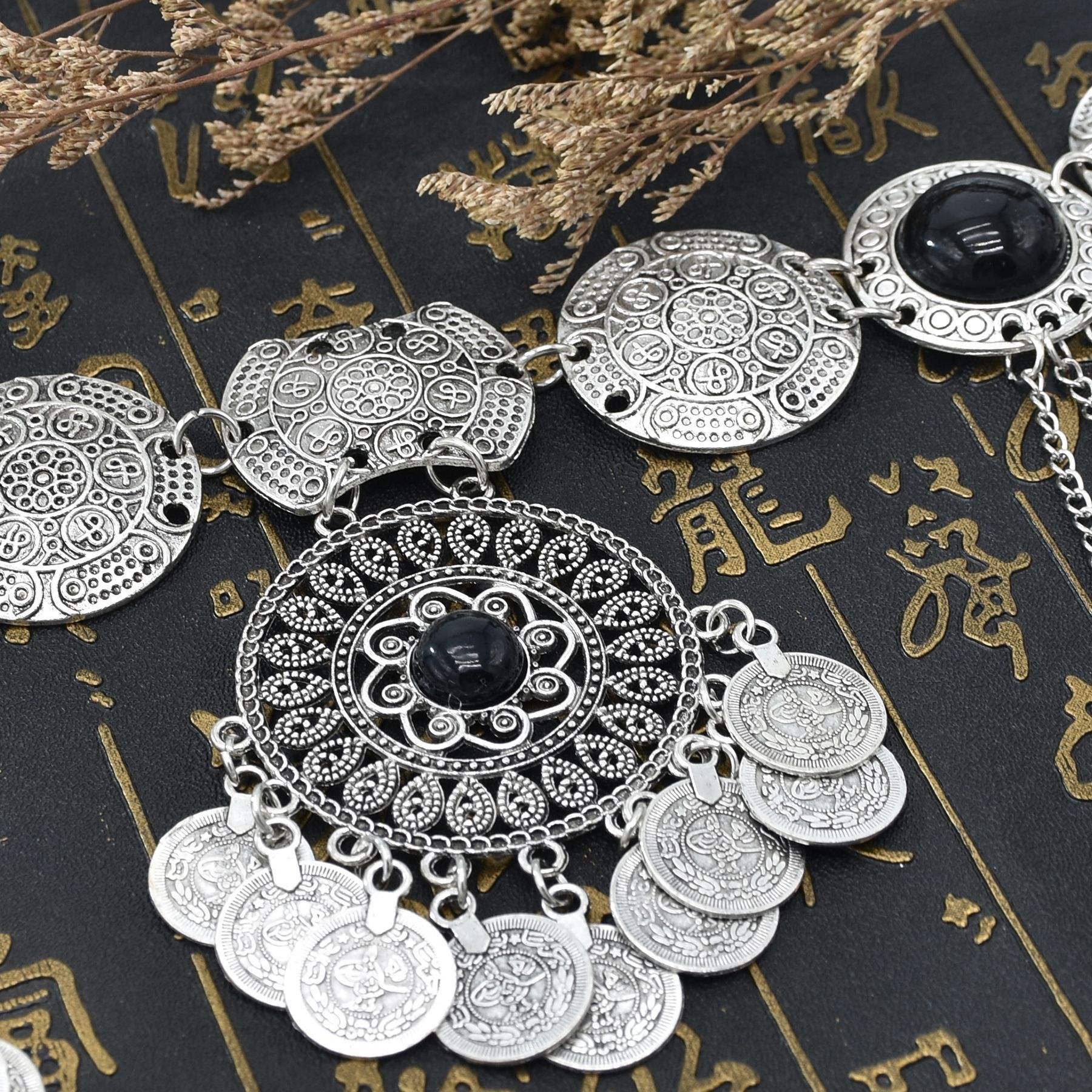 빈티지 코인 태슬 허리 체인 메탈 뱃춤 바닷가 스타일 바디벨트