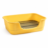 Bac à litière jaune en PP pour animaux de compagnie, profond et à parois courtes, avec grille, pour chien et chat, usage intérieur