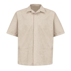 Đồng Phục Làm Việc Ngắn Tay Poly Cotton Phục Vụ Nhà Hàng Và Khách Sạn Của Nam Đặt Làm Theo Yêu Cầu Áo Sơ Mi Làm Việc Phía Trước Có Khóa Kéo - Product Image 1