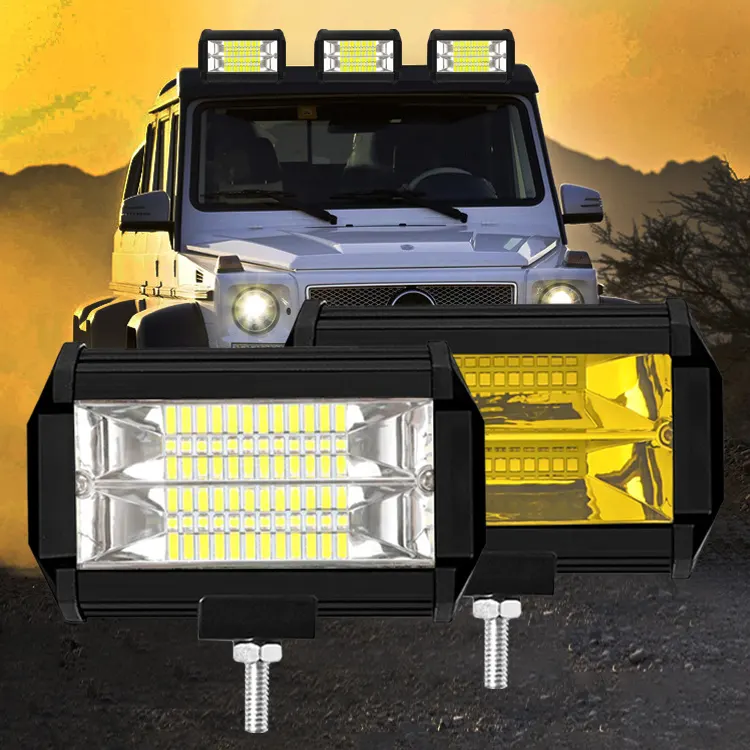 Car Light Accessories 72w led light bars offroad lights 4x4 fog lamp yellow white focos led para truck tractor work bulbs