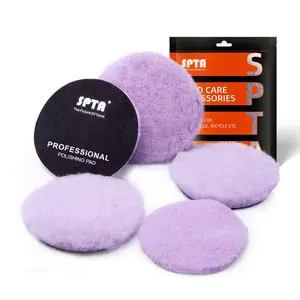 SPTA 6 Inch High Quality Lambs Wool Polishing Buffing Pad Wool Polisher Pads For Car Detailing Waxing Polishing Buffer