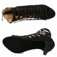 Chaussures de danse latine pour femmes adultes, bottes de danse jazz modernes, sandales à semelle souple et creuse de couleur violette, talons fins et hauts pour l'été